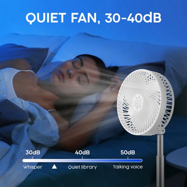 Foldable Oscillating Fan USB Desk Table Floor Stand Air Cooler Circulator 4000mAh Portable Power Bank Rechargeable Battery Pedestal Cooling Bedroom Camping