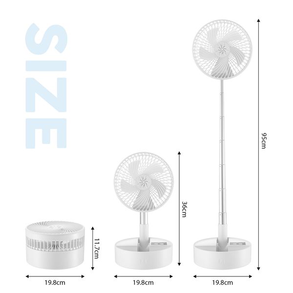 Foldable Oscillating Fan USB Desk Table Floor Stand Air Cooler Circulator 4000mAh Portable Power Bank Rechargeable Battery Pedestal Cooling Bedroom Camping