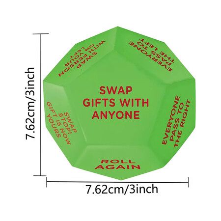 Santa Swap Gift Exchange Dice,  Exchange Dice Game, Christmas Party Gift Exchange Dice Game, 12 Different Sides Gift Exchange Game, 1Pcs