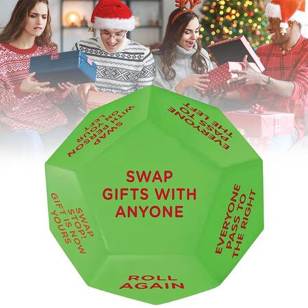 Santa Swap Gift Exchange Dice,  Exchange Dice Game, Christmas Party Gift Exchange Dice Game, 12 Different Sides Gift Exchange Game, 1Pcs