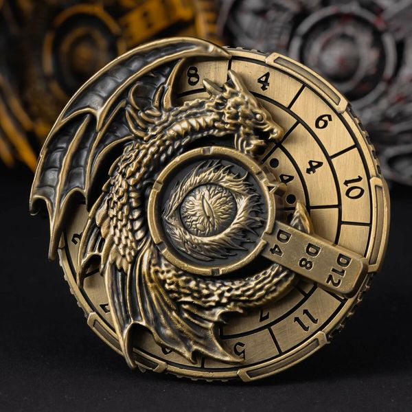 7 in 1 Fidget Spinner for DND Dice Set, Metal Roulette D and D Dice with Gift Box, Dungeons and Dragons RPG Role Playing Gaming Dice Ancient