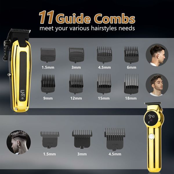 Electri Cordless Hair Clippers Beard Trimmers Set for Men with LED Display Hair Cutting Kit for Family