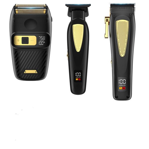 Electric Cordless Barber Hair Clippers Trimmer Shaver Set for Men Hair Cutting Kit with LCD Display