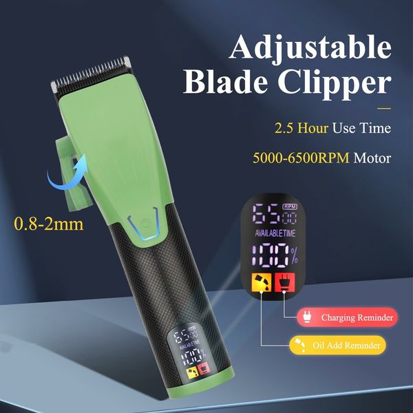 Professional Hair Clippers for Men, Barber Clippers and Trimmer Set with Cordless Electric Razor and LCD Display(Green)