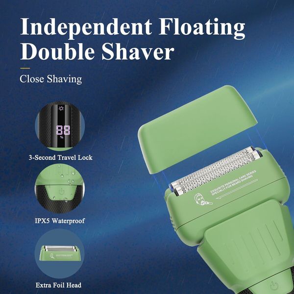 Professional Hair Clippers for Men, Barber Clippers and Trimmer Set with Cordless Electric Razor and LCD Display(Green)