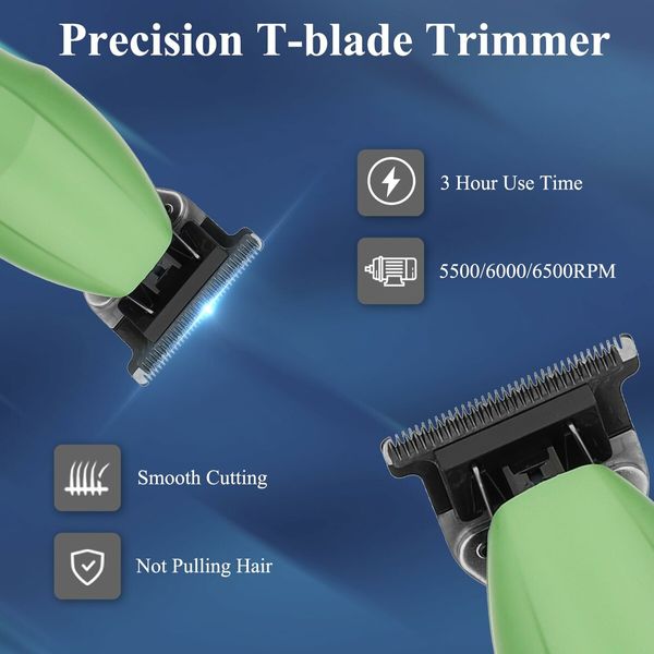 Professional Hair Clippers for Men, Barber Clippers and Trimmer Set with Cordless Electric Razor and LCD Display(Green)