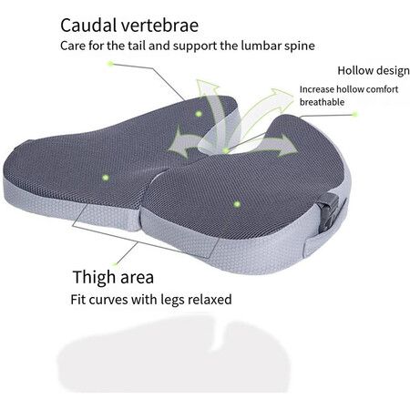 Memory Seat Cushion for Office Chair,Pressure Relief Sciatica,Ergonomic Non-Slip Coccyx Pad Comfortable for Long Sitting, Office Chair (Grey)