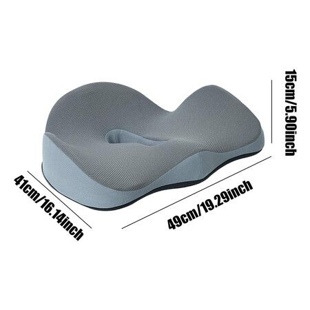 Seat Cushion for Back Relief, Tailbone, Hip, Hamstring, Memory Foam Comfort Ischial Tuberosity Pillow for Home, Office (Grey)