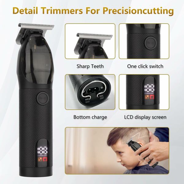 Hair Clippers for Men Professional Barber Trimmer Set Electric Cordless Foil Shavers Razor Cutting Grooming Kit(Black)