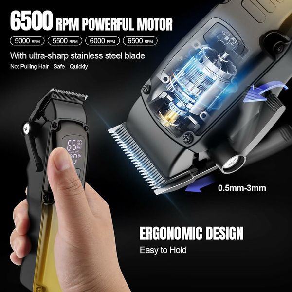 Professional Barber Hair Clippers Trimmer Shaver Set for Men,Cordless Hair Cutting Kit & Zero Gap T-Blade Trimmer