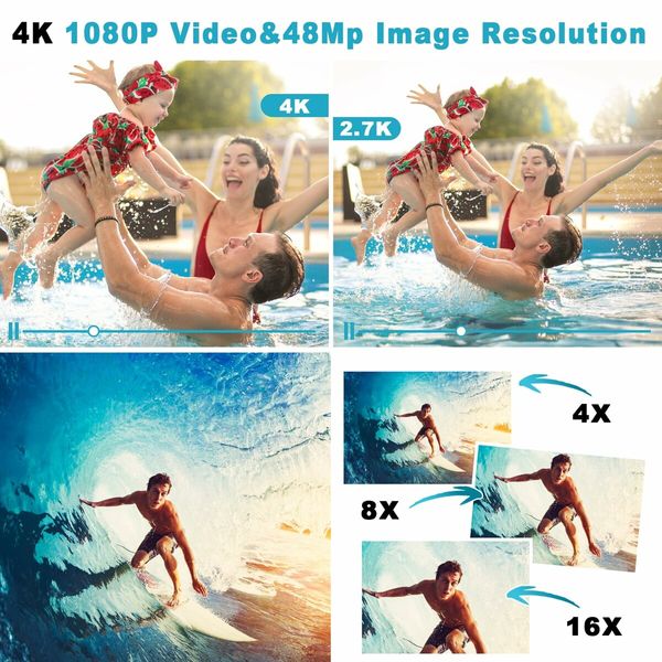 Underwater Camera,Waterproof Camera with 32GB Card,4K FHD 48MP Dual-Screen Selfie Digital Camera,10FT Waterproof Camera (Yellow)