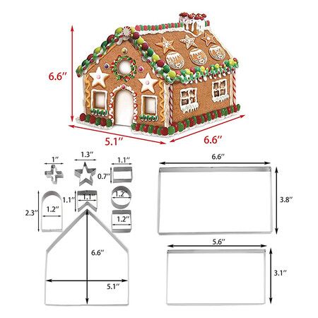 Gingerbread House Cookie Cutter Set, 3D House Cookie Cutters, Gingerbread House Kit for Holiday, Winter, Christmas and Gingerbread House Kit for Kids