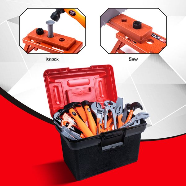 Kids 68pcs Tool Set Childrens Plastic Construction Toys Building Repair Kit Pretend Role Play Educational Toy Learning with Carry Case