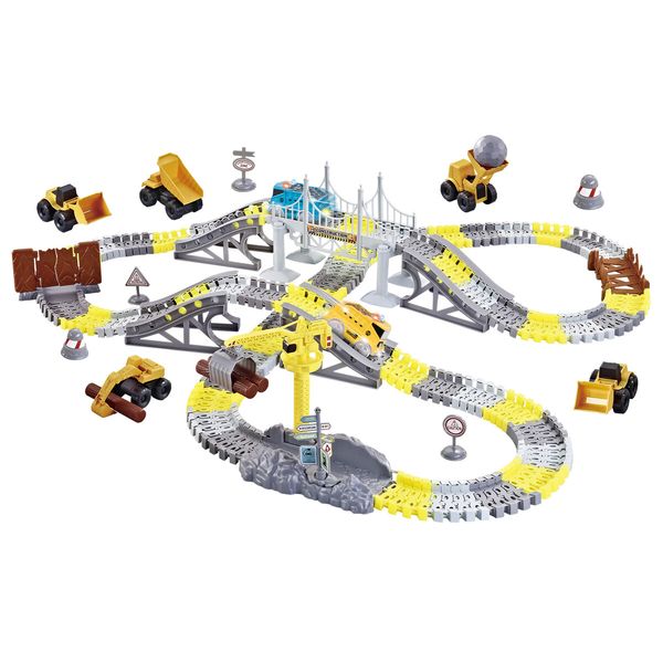 Race Track Car Toys Play Set Construction Truck Electric Vehicle Power Engine Led Light Park Road Rail Building Christmas Gift 297 Pcs Roller Coaster