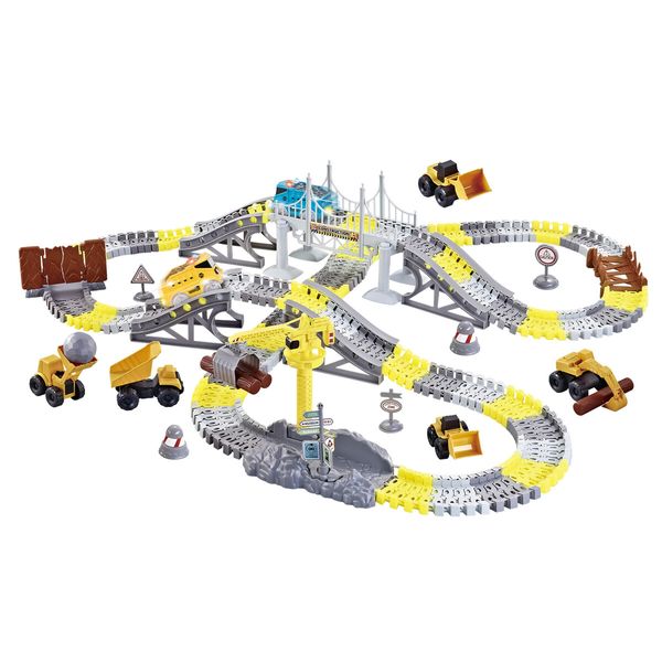 Race Track Car Toys Play Set Construction Truck Electric Vehicle Power Engine Led Light Park Road Rail Building Christmas Gift 297 Pcs Roller Coaster