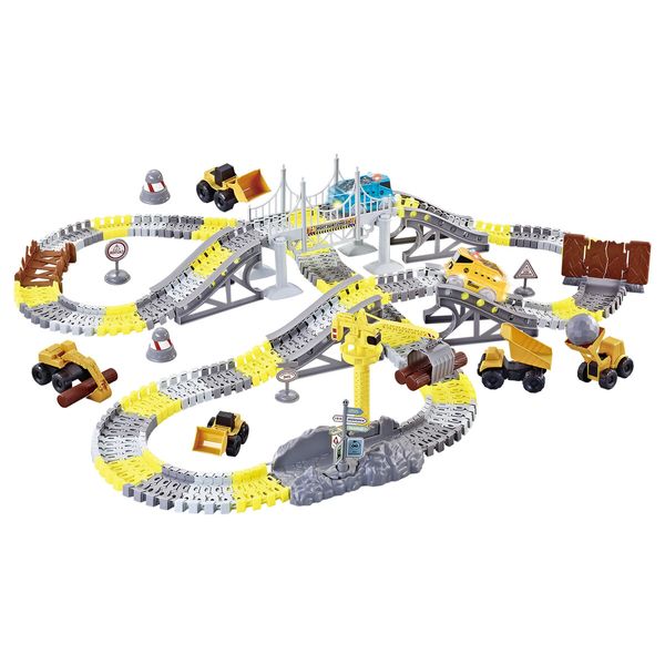 Race Track Car Toys Play Set Construction Truck Electric Vehicle Power Engine Led Light Park Road Rail Building Christmas Gift 297 Pcs Roller Coaster