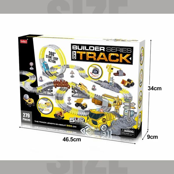 Race Track Toys Construction Truck Electric Car Play Vehicle Set Engine Road Rail Park Game Toddler Boy Christmas Gift 279 Pieces Roller Coaster