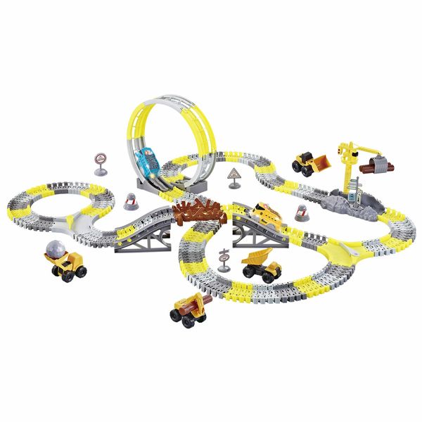 Race Track Toys Construction Truck Electric Car Play Vehicle Set Engine Road Rail Park Game Toddler Boy Christmas Gift 279 Pieces Roller Coaster