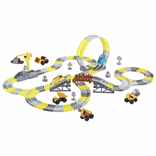 Race Track Toys Construction Truck Electric Car Play Vehicle Set Engine Road Rail Park Game Toddler Boy Christmas Gift 279 Pieces Roller Coaster