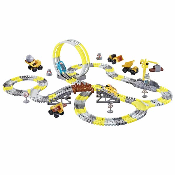 Race Track Toys Construction Truck Electric Car Play Vehicle Set Engine Road Rail Park Game Toddler Boy Christmas Gift 279 Pieces Roller Coaster