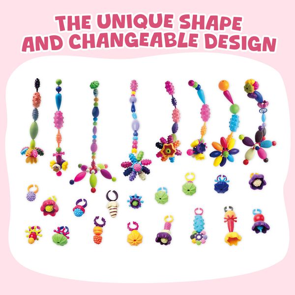 Snap Pop Beads Play Toys Set DIY Jewelry Making Kit Art Craft Supplies Children Girls Necklace Bracelet Ring Hairband Christmas Birthday Gifts