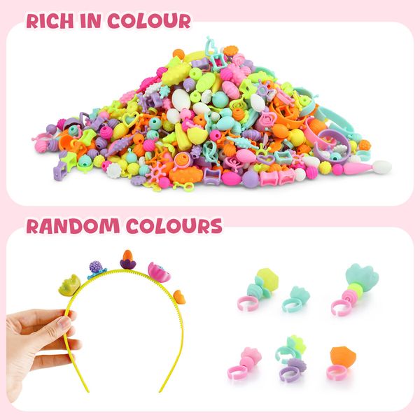 Snap Pop Beads Play Toys Set DIY Jewelry Making Kit Art Craft Supplies Children Girls Necklace Bracelet Ring Hairband Christmas Birthday Gifts