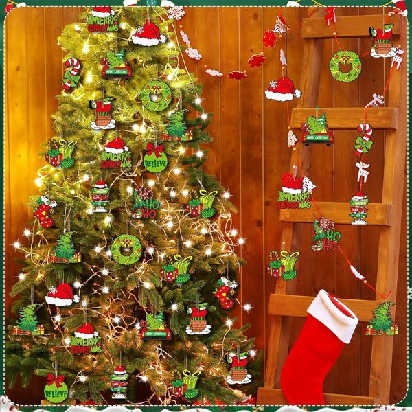 36PCS Christmas Tree Ornaments Decorations, Xmas Hanging Charms Ornaments Decorative, Merchandise Gift Ideas Holiday Decor Indoors Home House Decorations