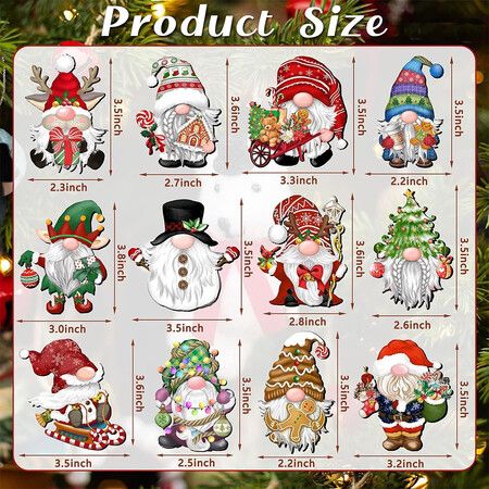 36 Pcs Wooden Gnome Christmas Ornaments, Hangable Christmas Gnomes Decorations for Tree & Window，Christmas Ornaments Set for Kids