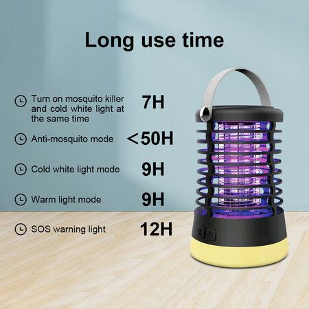 Rechargeable Cordless Bug Zapper Outdoor, Portable Fly Zapper for Camping Patio Garden