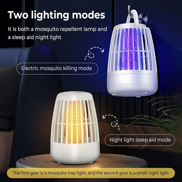 Mosquito Bug Zapper Indoor Bug Zapper with LED Light, Electronic Mosquito Repellent Lamp, Flying Insect Trap for Home Bedroom Outdoor Camping