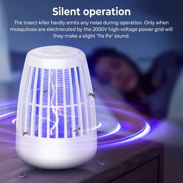 Mosquito Bug Zapper Indoor Bug Zapper with LED Light, Electronic Mosquito Repellent Lamp, Flying Insect Trap for Home Bedroom Outdoor Camping