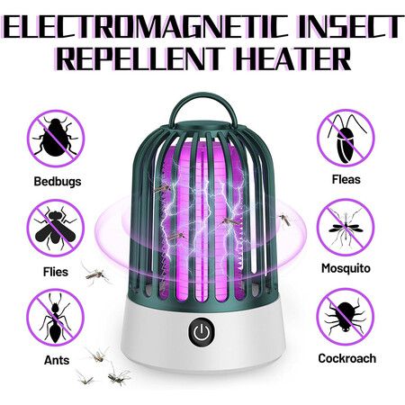 Electric Mosquito Zapper, Portable Rechargeable Bug Zapper, Waterproof Insect Killer, Electric Fly Zapper for Home, Patio, Camping (Green)