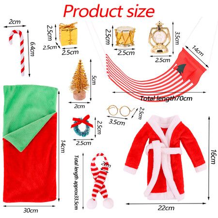 Elf on shelf Christmas Accessories for Elf Doll, Santa Clothing Babie Fashion Dressup GiftsGreen Sleep bag  Doll Not included