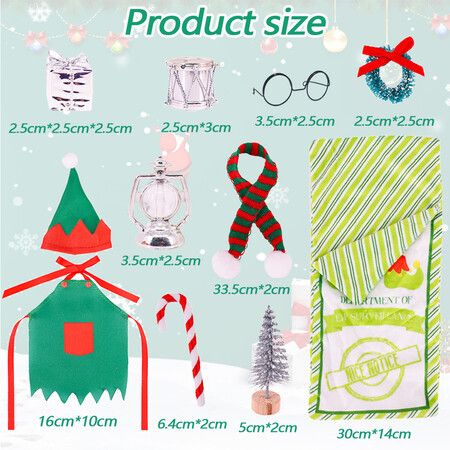 Elf on shelf Christmas Accessories for Elf Doll, Santa Clothing Babie Fashion Dressup GiftsGreen Sleep bag  Doll Not included