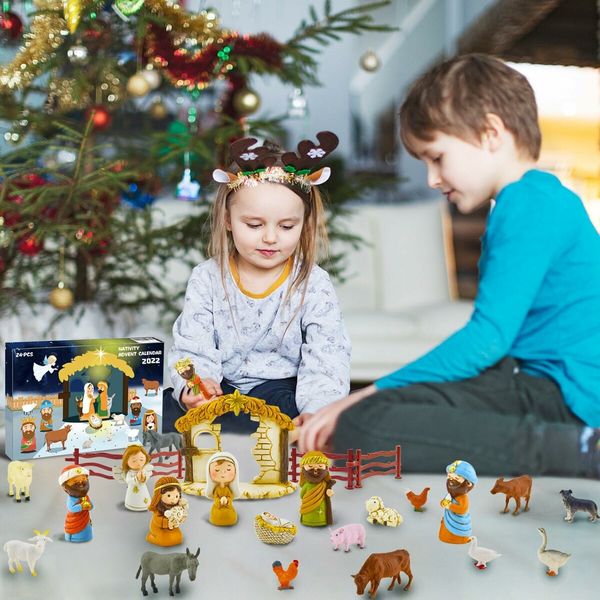 Nativity Advent Calendar  Nativity Set for Kids Christmas Advent Calendar for Kids Boys Girls Teens Toddler Children Christian Religious Advent Calendar Gifts Toy