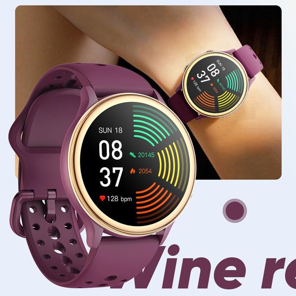 Smart Watches,Fitness Tracker with SpO2 Monitor,IP67 Waterproof Activity Tracker,Smart Watch for Android Phones and iPhone Compatible (Wine Red)