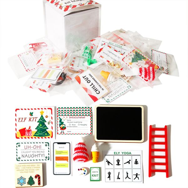 Elf kit 24 Days of Christmas Elf Magic Kit,2024 Fun Elf Activities Props and Countdown Xmas Gift and Party Favor (Beige)