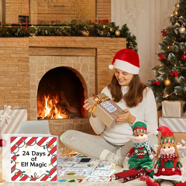 Elf kit 24 Days of Christmas Elf Magic Kit,2024 Fun Elf Activities Props and Countdown Xmas Gift and Party Favor (Beige)