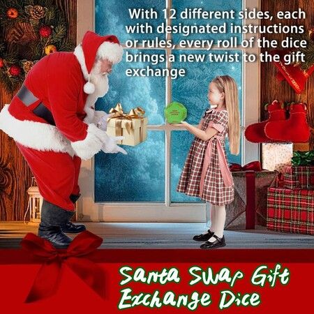 Santa Swap Gift Exchange Dice Game,Christmas Games for Family, Exchange Dice Game,12 Different Sides Gift Exchange Game,For Family Party