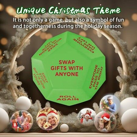 Santa Swap Gift Exchange Dice Game,Christmas Games for Family, Exchange Dice Game,12 Different Sides Gift Exchange Game,For Family Party
