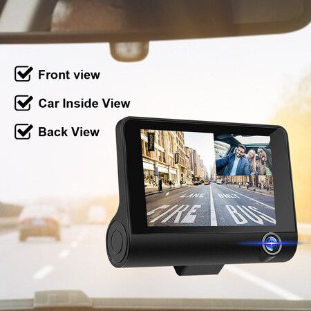 Lens Car Dash Camera Front Inside Rear Camera Car Camera Wide Angle Looping Recording G-Sensor Max Support Card HDR Motion Detection