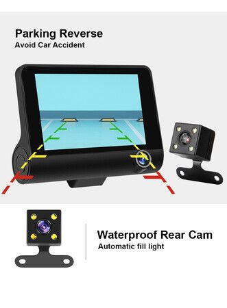 Lens Car Dash Camera Front Inside Rear Camera Car Camera Wide Angle Looping Recording G-Sensor Max Support Card HDR Motion Detection