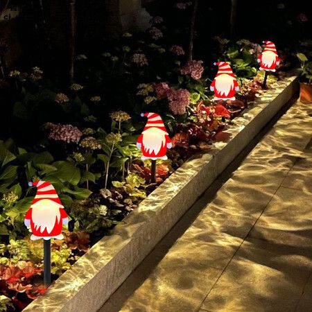 Solar Christmas Garden Stake Lights, Outdoor Waterproof Solar Santa Claus Garden Stake Christmas Pathway Lights