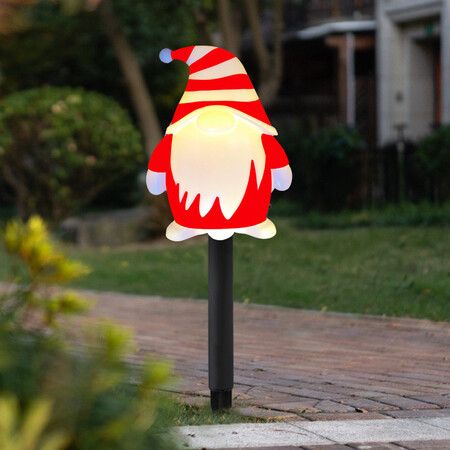 Solar Christmas Garden Stake Lights, Outdoor Waterproof Solar Santa Claus Garden Stake Christmas Pathway Lights