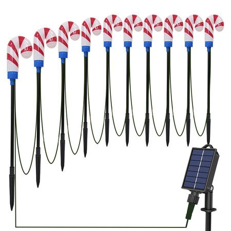 Solar Lights Outdoor Christmas Decorations: Candy Cane Light Colorful for Yard Decor Outside, LED Pathway Stake Lighted Waterproof Garden Decorative