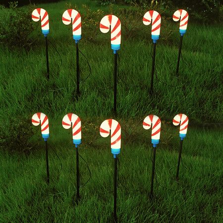 Solar Lights Outdoor Christmas Decorations: Candy Cane Light Colorful for Yard Decor Outside, LED Pathway Stake Lighted Waterproof Garden Decorative