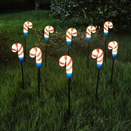 Solar Lights Outdoor Christmas Decorations: Candy Cane Light Colorful for Yard Decor Outside, LED Pathway Stake Lighted Waterproof Garden Decorative