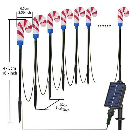 Solar Lights Outdoor Christmas Decorations: Candy Cane Light Colorful for Yard Decor Outside, LED Pathway Stake Lighted Waterproof Garden Decorative