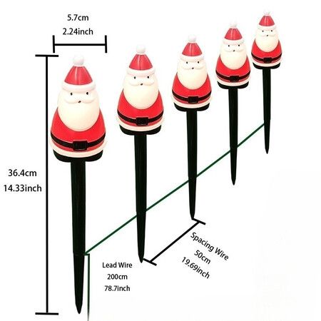 Solar Christmas Garden Stake Lights, Outdoor Waterproof Solar Santa Claus Garden Stake Christmas Pathway Lights