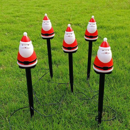 Solar Christmas Garden Stake Lights, Outdoor Waterproof Solar Santa Claus Garden Stake Christmas Pathway Lights